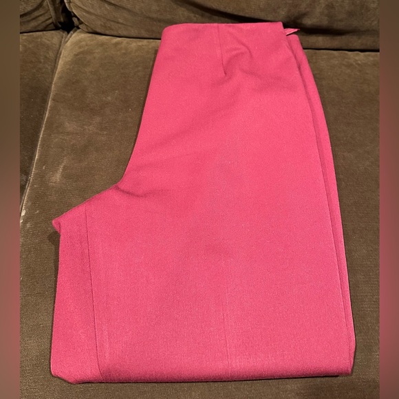 Talbots Burgundy Classic Stretch  Side Zip Flat Front Ankle Pants Sz 14P - Picture 2 of 10